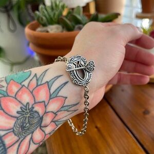 Silver Chain Link Toggle Clasp Bracelet